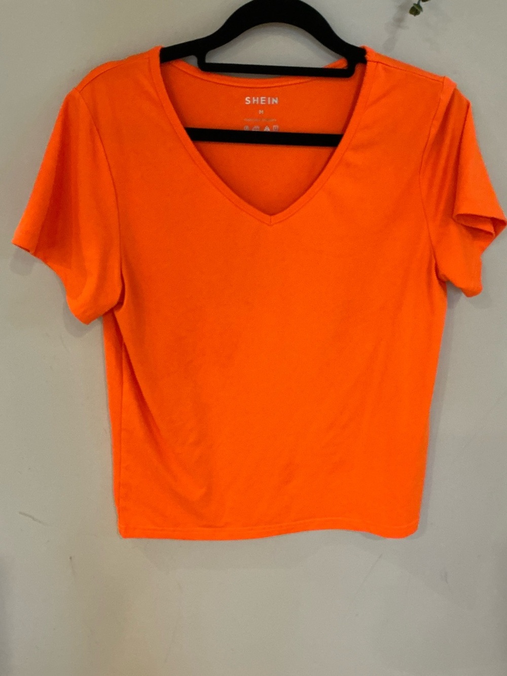 SHEIN Orange V-Neck Short Sleeve Tee